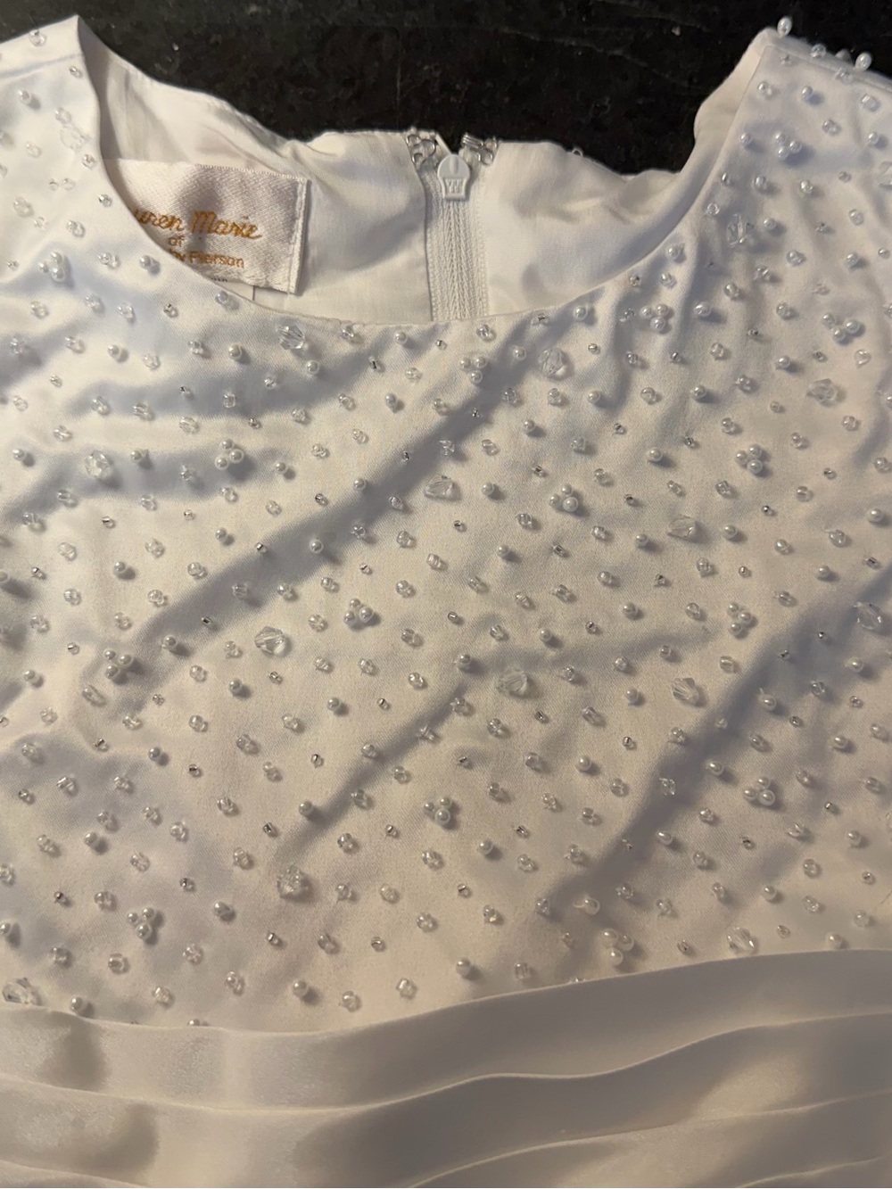 Lauren MarieElegant White Girls' Party Dress with Beaded Bodice - Picture 3 of 5